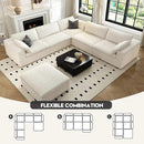 118" Cloud Couch Oversized Modular Sectional Sofa for Living Room,Modern Sofa with Deep Seat，6 Seater Boneless Couch,Comfy Upholstered Corduroy Couches for Apartment, Studio, Office,Bedroom，White by CozyNest Decor