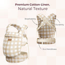 Momcozy Baby Carrier with Natural Cotton Linen, Built to Last, Ergonomic Design, Lightweight and Comfortable, Hands-Free for Moms&Dads, Brown Checkerboard by TinyTreasures Baby Boutique