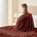 NEWCOSPLAY Faux Fur Throw Blanket Burnt Orange Bubble Blanket Thick Warm Soft for Couch Sofa Bed 550GSM (Burnt Orange, Throw(50"x60")) by CozyNest Decor