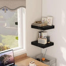 Fun Memories 12 Inch Floating Shelf, Rustic Wood Wall Shelves for Wall Decor & Storage, 12 x 12 Floating Shelf for Living Room, Bathroom, Bedroom, Rustic Brown, Set of 2 by CozyNest Decor
