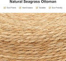 Pouf Ottomans, Handwoven Natural Straw Footstool, Round Braided Outdoor Patio Stool with Wood Frame, Boho Decor Accent Seat Balcony, or Garden (Natural) by CozyNest Decor
