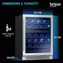 Zephyr BWN24C02AG Brisas 24 Inch Wide 46 Bottle Capacity Built-In or Freestanding Wine Cooler with Dual-Pane Door - Stainless Steel by CozyNest Decor