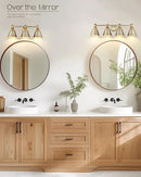 FEMILA Vanity Lights, 4-Lights Bathroom Light Fixtures Over Mirror, Antique Brass Wall Sconces Lamp with Hammered Metal Shade Finish, 4FG59B-4W BG by CozyNest Decor
