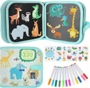 Erasable Doodle Set for Kids - Reusable Magic Drawing Book with 12 Watercolor Pens 14 Page Drawing, Road Trip Car Game Writing Painting Set for Boys and Girls by TinyTreasures Baby Boutique