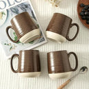 Hasense Porcelain Coffee Mugs Set of 6, 15 Ounce Large Ceramic Coffee Cups Set with Handle for Latte, Tea, Cocoa and Hot Chocolate, Brown Coffee Mugs for Men and Women, Microwave Safe by CozyNest Decor