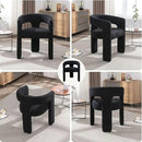 Black Sherpa Dining Chairs Set of 6, Modern Barrel Dining Room Chairs Upholstered Faux Fur Accent Chair with Arms and Round Back for Living Room Kitchen Armchair No Assembly Needed by CozyNest Decor