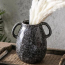 Ceramic Modern Farmhouse Vase with 2 Handles, Black Ceramic Vases for Home Decor, Rustic Pottery Vase, Decorative Terracotta Flower Vase, Boho Clay Vase for Table Living Room Shelf Mantel Decor by GreenHaven Gardens