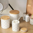 DII Kitchen Ceramics Collection, Canister Set, Mixed Print, White/Gold, 3 Piece by CozyNest Decor