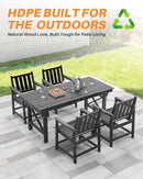 HDPE Outdoor Dining Table, 66.9” Rectangle Patio Dining Table for 6, All-Weather HDPE Outdoor Table with 2.2” Umbrella Hole, HDPE Patio Furniture for Deck, Backyard, Garden, Pool, Obsidian by CozyNest Decor