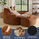 Giant Bean Bag Chairs for Adults, Oversized Chaise Lounge Chair Indoor with Memory Foam - Plush Boneless Lounger & Ottoman for Bedroom, Living Room, Gaming & Reading, Lazy Floor Sofa Chair, Orange by CozyNest Decor