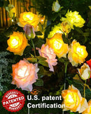 Solar Flower Lights Outdoor,Solar Garden Lights with 12 Bigger & More Realistic Flower,IP65 Waterproof Solar Powered Pathway Lights for Yard Lawn Patio Garden Decor(4Pack Rose Lights) by GreenHaven Gardens