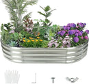 Durable-0.8MM Thick,Crimped Edge 5X2.7X1 FT Oval Galvanized Steel Raised Garden Bed/Galvanized Metal Planter Box for Planting in The Backyard/Garden(Silver, 60X32X12 Inches) by GreenHaven Gardens