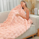 RYNGHIPY Faux Fur Bed Blankets Fluffy Warm Throw Blanket for Sofa Couch Soft Plush Decorative Blanket Thick and Heavy Cute Bubble Furry Blanket (Blush, 51''x63'') by CozyNest Decor