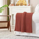 Longhui bedding Chunky Cable Knit Throw Blanket Lightweight Rust 100% Organic Cotton Blanket for Sofa Couch Bed Baby Nursery, Rustic Shabby Chic Modern Farmhouse, 60” x 80” Give Laundering Bag by CozyNest Decor