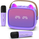 Mini Karaoke Machine Toys Gifts,Kids Portable MP3 Player with 2 Wireless Microphone and LED,Christmas Birthday Gifts for Girls Boys 3 4 5 6 7 8+ Year Old (Purple) by TinyTreasures Baby Boutique