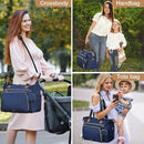 Diaper Bag Tote, Large Baby Diaper Bags Waterproof, Hospital Bag for Labor Delivery with Pacifier Case, Changing Pad, Shoulder Strap, Dark Blue by TinyTreasures Baby Boutique