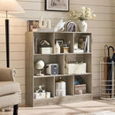 LEYAOYAO 8 Cube Bookshelf with Base,3 Tier Mid-Century Modern Grey Bookcase,Standing Wide Bookshelves Storage Organizer Shelf,Rustic Wood Display Cabinet Book Shelves for Bedroom,Living Room,Office by CozyNest Decor