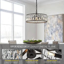 16” 4-Light Modern Crystal Chandeliers Black Dinning Room Light Fixture, Round Pendant Light Kitchen Island Chandelier, Flush Mount Ceiling Light for Living Room Entryway Bedroom Foyer by CozyNest Decor