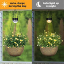 2 Packs Hanging Planters Basket for Outdoor Plants, Solar Powered Self Watering Copper Round Plastic Flower Pots with Drainer for Balcony Patio Garden Outdoor Decoration by GreenHaven Gardens