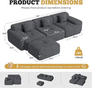 122" Modern L Shaped Modular Sectional Sofa, Boneless Couches for Living Room with Ottoman,4 Seater Convertible Chenille Cloud Couch Sofa Set, No Assembly Required, Grey-Black 1 PCS by CozyNest Decor