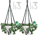 2 Pack Giant XXL 55 Inches Macrame Planter Hanger Large for 15 inch Pot + Swag Hook | Extra Large Hanging Planter for Indoor Plants | No Pot/Plant Included (XXL Black) by GreenHaven Gardens