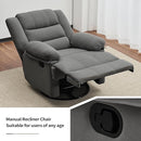 Swivel Rocking Recliner Chair for Adults, Overstuffed Manual Glider Rocker Recliner Chairs, Upholstered Reclining Single Sofa for Living Room Nursery (Grey) by TinyTreasures Baby Boutique