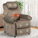 KCREAM Massage Recliner Chair with Heat,Overstuffed Fabric Recliner Chairs with Heating,Small Recliner for Living Room Bedroom, Manual Reclining Single Sofa Recliners Lounge Chair for Adult,Brown by CozyNest Decor