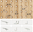 4 Panel Pegboard Wood Room Divider, 5.6Ft Pegboard Display Folding Privacy Screens, Peg Board Display Freestanding for Trade Show Craft Show Home Wall Organizer, Light Brown by CozyNest Decor