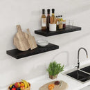 24 Inch Floating Shelves, Rustic 24 x 9 Black Floating Shelf for Wall, Black Bathroom Shelf Set of 2, Farmhouse Wood Wall Shelves for Bedroom, Kitchen, 9 Inch Deep Shelves for Home Storage