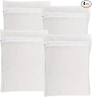 4-Piece White Medium Durable Organic Cotton Mesh Laundry Bags with Sturdy Zippers and Breathable Mesh are Delicate Laundry Bags for Underwear, Clothes, Pants and Socks by TinyTreasures Baby Boutique