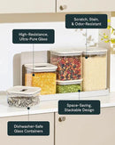 Caraway 4qt Glass Airtight Food Storage Container with Lid – Non-Toxic, BPA-Free Kitchen Storage Container – Stackable, Space-Saving Airtight Container for Dry Goods and More - Gray by CozyNest Decor