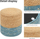 Pouf Ottomans, Handwoven Natural Straw Footstool, Round Braided Outdoor Patio Stool with Wood Frame, Boho Decor Accent Seat Balcony, or Garden (Blue) by CozyNest Decor