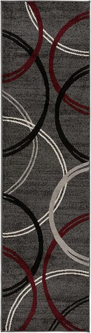 Rugshop Modern Wavy Circles Design Runner Rug 2' x 10' Red by TinyTreasures Baby Boutique