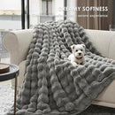 EVERGRACE Ultra Soft Luxury Fluffy Ridgeline Faux Rabbit Fur Throw Blanket, Thick Warm Bubble Throw for Bed, Cozy Plush Reversible Blankets for Couch, Chair, Sofa, Grey, 50x60 Inches, 870 GSM by CozyNest Decor