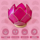 Blooming Lotus Capiz Shell Tealight Candle Holder, Handcrafted Decorative Tea Light Candleholder with Translucent Flower Petals for Ambient Illumination and Natural Elegance, Fuchsia by CozyNest Decor