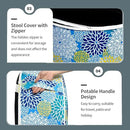 Inflatable Ottoman Stool D21 xH9 for Outdoor/Indoor Use, Water Repellent Patio Foot Rest Stool with Portable Handle,Round Pouf Ottoman Suitable for Garden,Deck and Camping - Dahlia Blue by CozyNest Decor