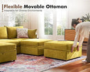 102.6" U Shaped Modular Sectional Sofa, 5 Seater Couch with Storage Ottoman Deep Seat and High Backrest with Removable Cover for Living Room, Apartment - Chenille Yellow by CozyNest Decor
