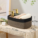 Small Storage Baskets for Organizing | Closet Organizer Bins | Shelf Toy Basket | Woven Rope Baskets | Cube Decorative Box | Shallow Basket | 11.5x7.5x4.7” | 3 Packs Black Brown by TinyTreasures Baby Boutique