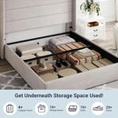 Allewie Queen Size Lift Up Storage Bed, Modern Wingback Headboard, Hydraulic Support, No Box Spring Needed, Light Beige by CozyNest Decor