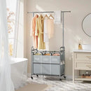 Tajsoon Laundry Sorter with Hanging Bar, 3 Section Rolling Laundry Hamper with Heavy Duty Lockable Wheels, Laundry Basket with Hanging Rack for Bedroom, 3 Gray by CozyNest Decor