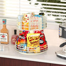 Snack Organizer - Versatile Snack Storage 2 Tier Lazy Susan with Convenient Grab-and-Go Design, Metal Snack Holder for Home, Office, Breakroom, 12.13" L x 12.13" W x 12.56" H (Matte White) by CozyNest Decor