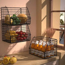 Stackable Wire Storage Baskets for Kitchen Closet Pantry, Hanging Closet Organizers Storage Shelves Organization, Wall Mount Metal Basket Bins, Clothing Vegetable & Fruit Organizer 5 pcs by CozyNest Decor