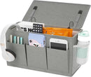 Dual-purpose Bedside Caddy Bedside Organizer, Bed Caddy with 6 Pockets, Versatile Bedside Storage Solution Magazine Remotes holder, ideal for Home, Dorm, Hospital, Crib Bed (Grey) by CozyNest Decor