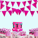 Hot Pink Party Decorations Triangle Pennant Banner Flag Rose Pink Metallic Fabric Bunting Garland for Birthday Bachelorette Wedding Bridal Shower Anniversary Flamingo Theme Party Supplies by GreenHaven Gardens