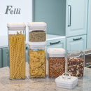 Felli Flip Tite Storage Container with Lid 4" Airtight Ring Seal Top, Stackable Acrylic Canister Jar Set for Kitchen Pantry Organizer, Food Spice Pasta Cereal Snack, Gifts for Women (5pk, Variety) by TinyTreasures Baby Boutique