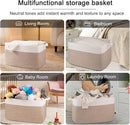 OIAHOMY 95L Blanket Basket, 24”x17”x14”, Large Woven Basket for Storage, Nursery Cotton Rope Basket with Handle, Living Room, Nursery, Bedroom,Toy Storage Organizer Bins, Brown and White by TinyTreasures Baby Boutique