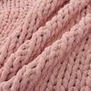 WESHIONGOO Chunky Knit Blanket Throw 40"×40" Knitted Throw Blankets for Couch Bed Fluffy Soft Blanket with Jumbo Chenille Yarn Thick 100% Handmade(Pink) by CozyNest Decor