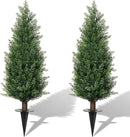 3FT Artificial Cedar Topiary Trees with Ground Spike, Set of 2 UV Resistant Fake Evergreen Bushes Shrubs Trees Artificial Plants Realistic Faux Cypress Plants for Indoor Outdoor Front Porch Garden by GreenHaven Gardens
