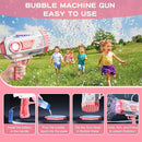 Bubble Gun, Upgraded 125 Holes Bubble Guns for Wedding, Pink Bubble Machine for Kids Age 3 4 5 6 7 8 9 10 11 12 Year Old, Big Bubble Blower Gun with Lights, Halloween Outdoor Party Favors by TinyTreasures Baby Boutique