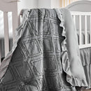 Tufted Ruffle Crib Bedding Set 3 Pieces Baby Boho Quilted Comforter with Fitted Sheet and Bed Skirt - Cute Ruffled Shabby Chic Baby Bedding Soft Blanket Design Gray by TinyTreasures Baby Boutique